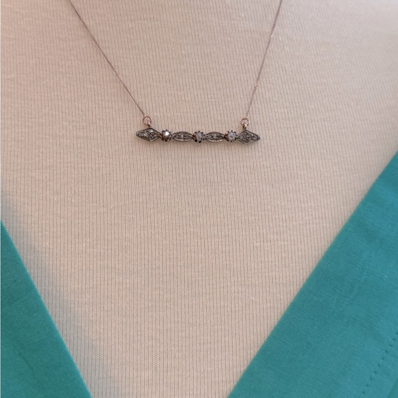 Pascale No. 1 Diamond Bar Necklace in Rose Gold - Picture 6 of 8